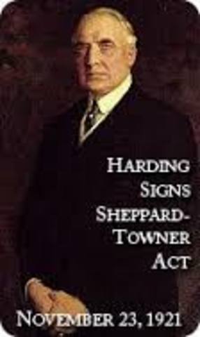 He signed the Sheppard-Towner Maternity on November 23, 1921