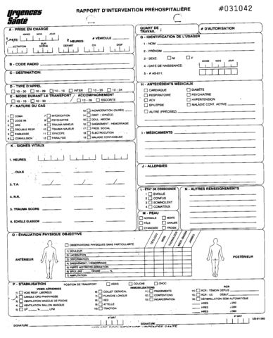 Rapport d'intervention préhospitalier (RIP)