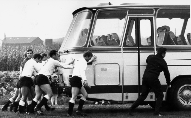 Spatzen schieben den Karren aus dem Dreck