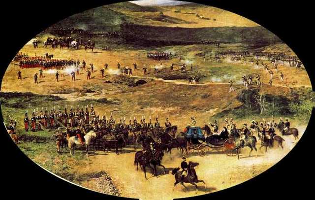 La reina María Cristina pasando revista a las tropas