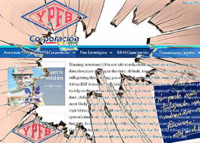 Web de YPFB supuestamente fue hackeada por “Anonymous Bolivia”