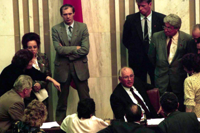 Hard-line Communists stage unsuccessful coup against Mikhail Gorbachev.
