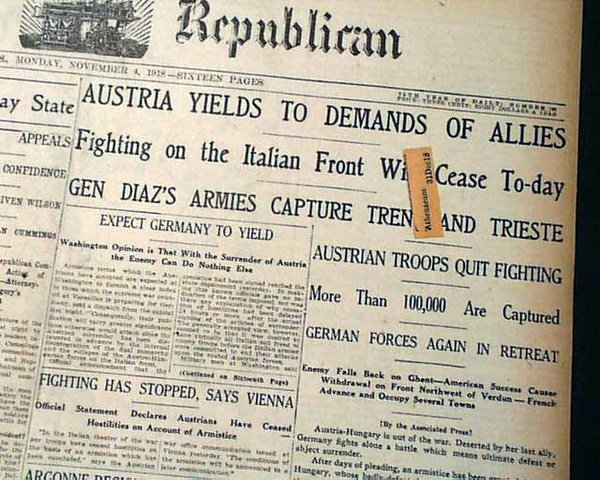 Austria-Hungary surrenders to the Allies