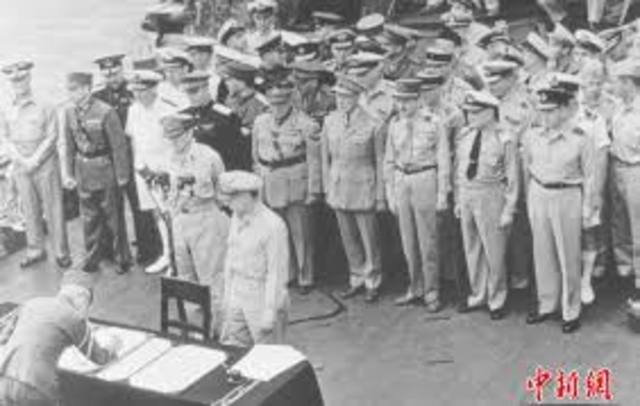 Japan surrenders to the Allied Powers