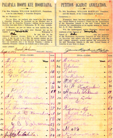 Petition Against the Annexation of Hawaii