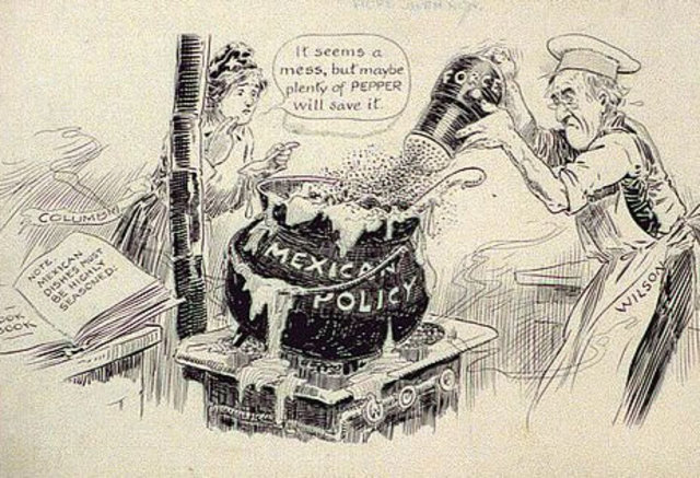 President Wilson confronts Mexican revolutionary President Huerta