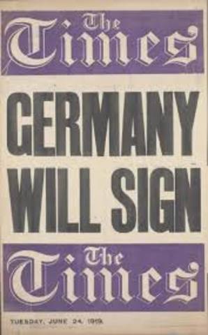 Germany Signs The Treaty of Versailles