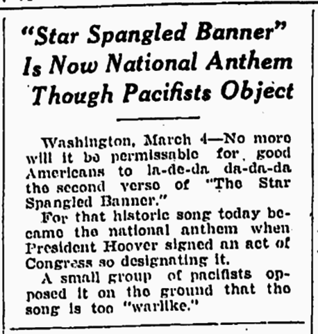 U.S Oficially Gets National Anthem