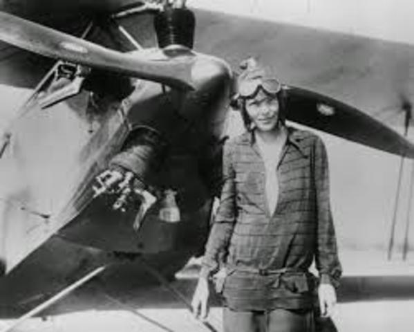 amelia Earhart became the first women to fly over the  atlantic ocean