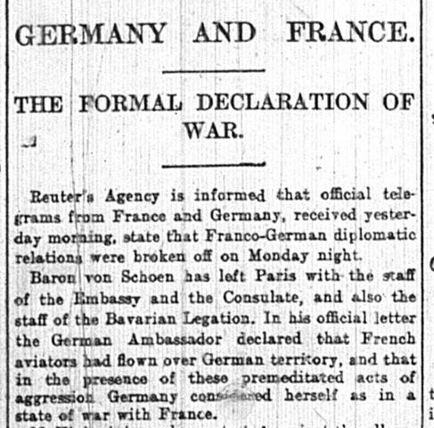 Germany declares war on Russia