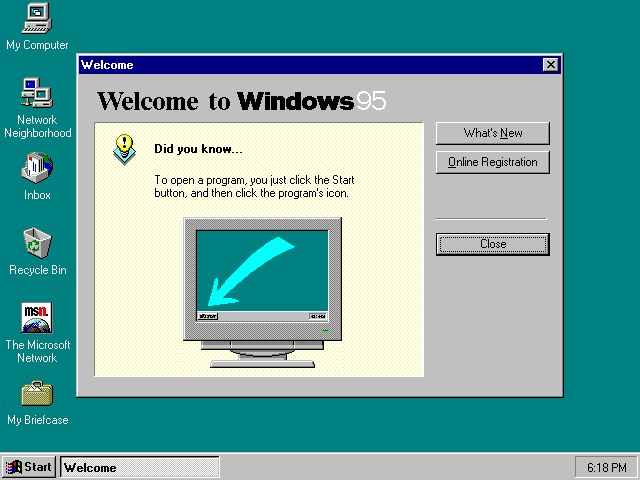 Aparece el sistema operativo Windows 95