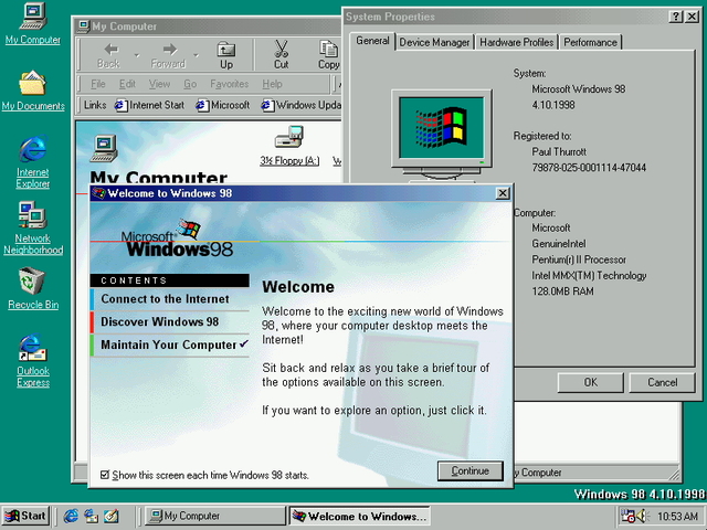 Aparece Windows 98