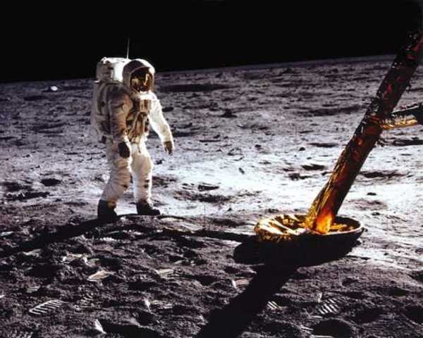 live broadcast of Neil Armstrong and Buzz Aldrin walking on the moon