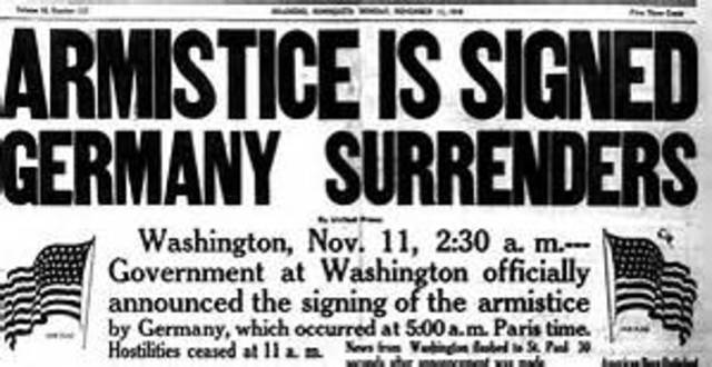 Armistance ends World War I