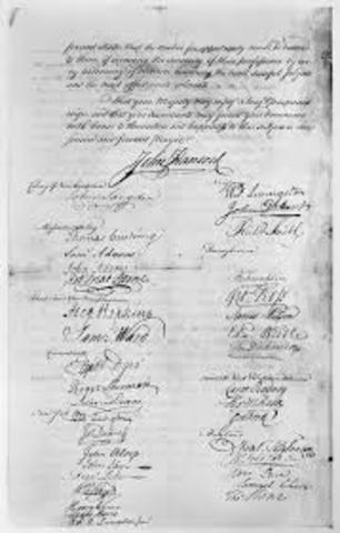Olive Branch Petition wasadopted by the second contiental congress. WHich was were they had a paper.