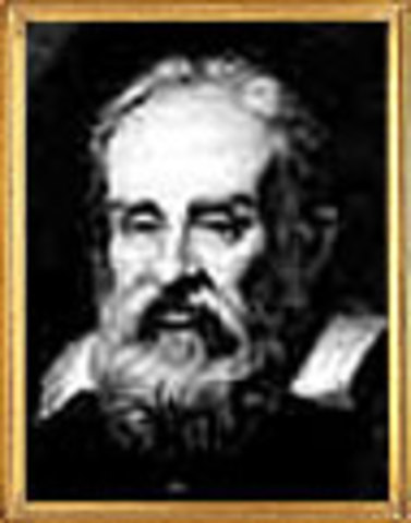 Galileo Galilei sees the moons of Jupiter through his telescope.