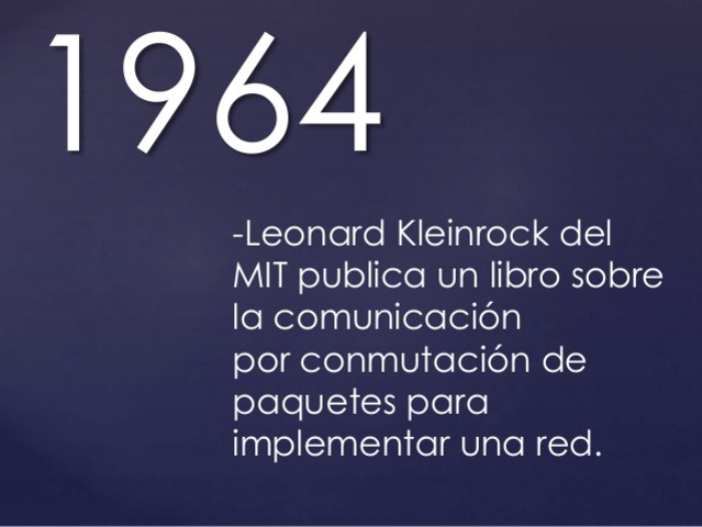 Leonard Kleinrock del MIT publica un libro sobre la comunicación por conmutación de paquetes para implementar una red.