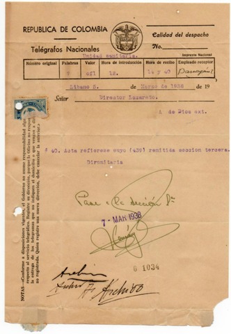 Gestion para el Primer Telegrafo en Colombia