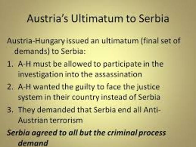 Serbia agrees to two of the three terms of the ultimatum