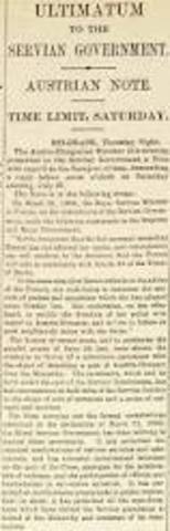 Austria Gives Serbia an Ultimatum