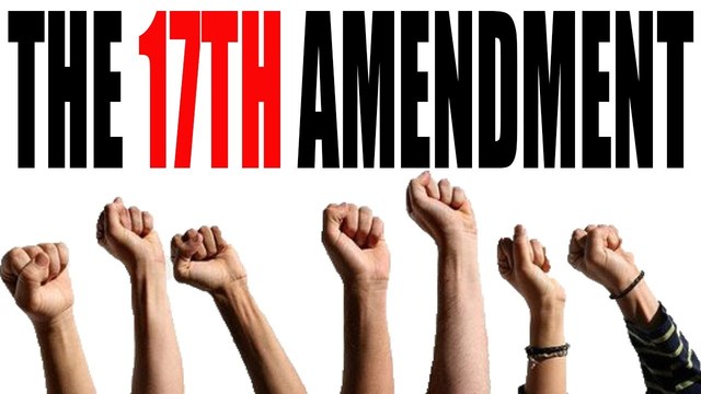 The 17th Ammendment states that two Senators from each state are elected by the people of the state, and serve for six years; each Senator shall have one vote.