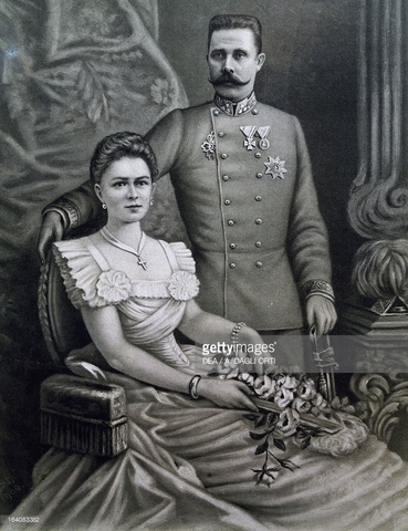 The assassination of Archduke Franz Ferdinand and his wife, Sophie