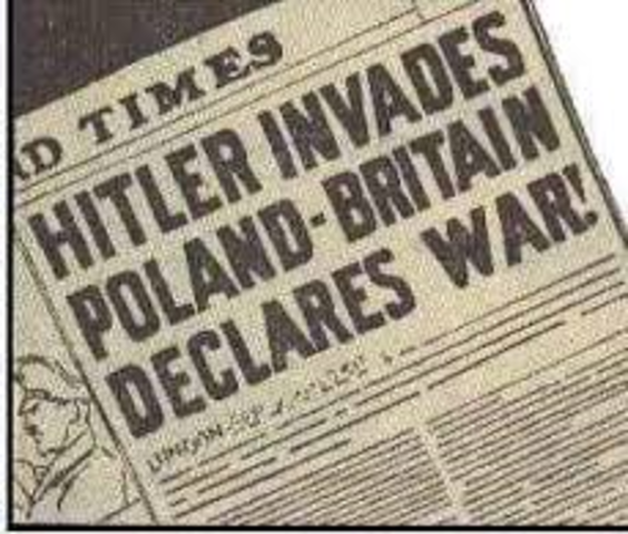 Britain and Australia declare war on Germany