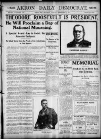 Named President when McKinley is assassinated