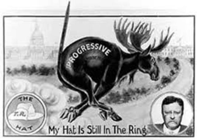 Runs for presidency, unsucessfully for Bull-Moose party