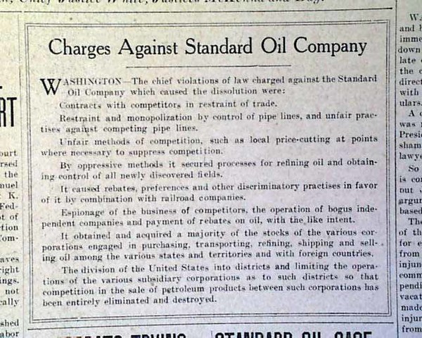 Standard Oil Dissolved by spreme court