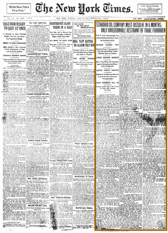Standard Oil dissolved by Supreme Court