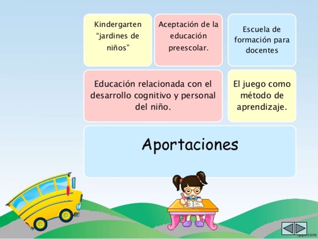 FEDERICO FROEBEL: Importancia del juego en el niño Educación Integral tambien contribuyo a fundar los jardines de infancia (kindergarten), finalidad de educar al niño durante su primera infancia.