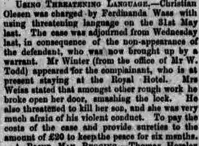 Used threatening language to mother-in-law