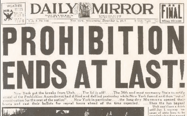 Prohibition Ends in the United States