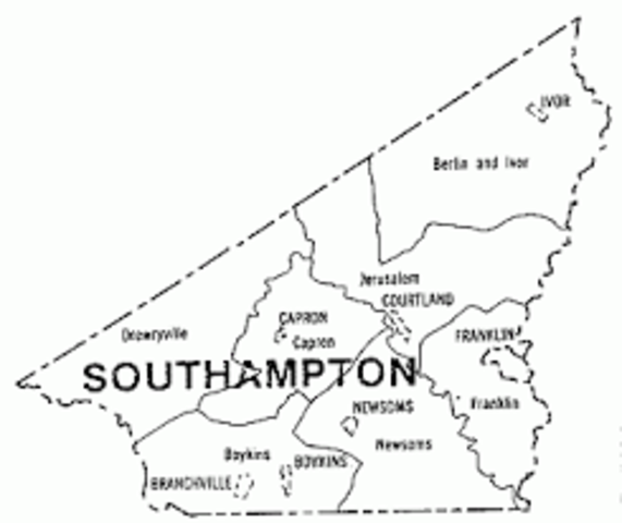 place of birth: Southampton county, VA