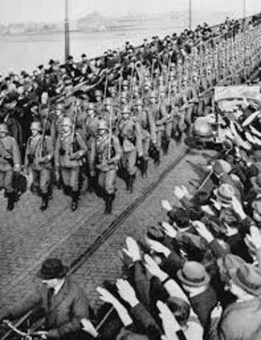 German troops march into the Rhineland