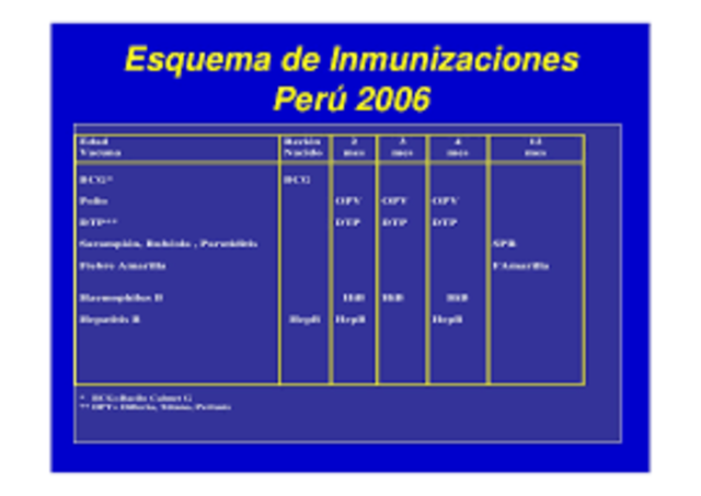 CALENDARIO DE VACUNACION -ESNI PERU