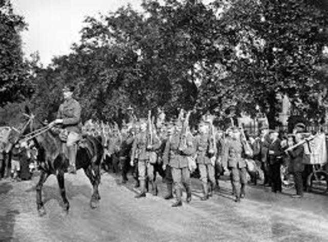 Germany invades Belgium, leading Britain to declare war on Germany