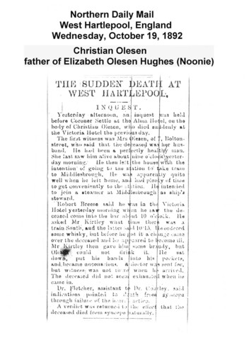 Inquest into Christian Olesen's Death