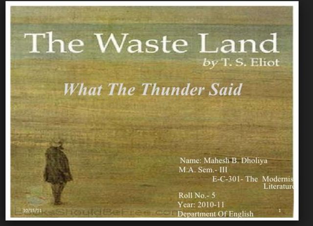 "The Waste Land" 1920's Literature