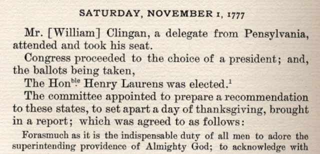 Thanksgiving in 1777