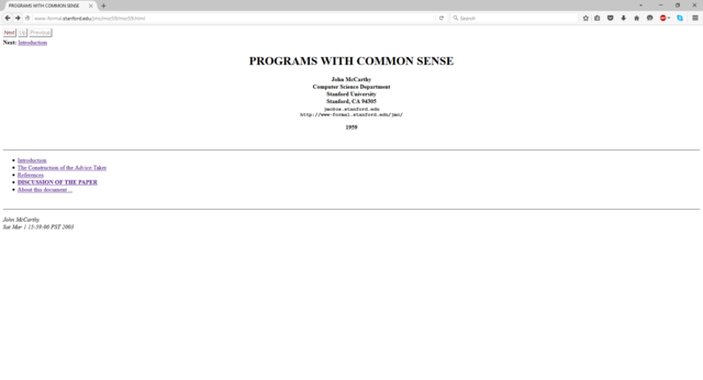 Published "Programs with Common Sense"