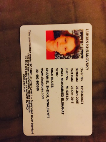 I got a scuba diver card