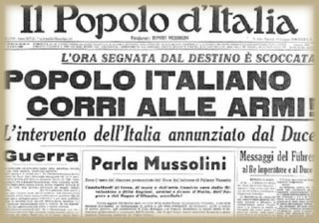 Italy entered the war on the side of Hitler.