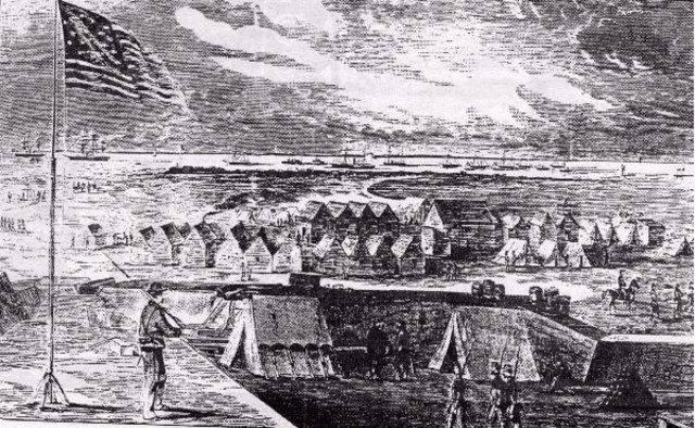 Union soldiers occupy Hatteras Island