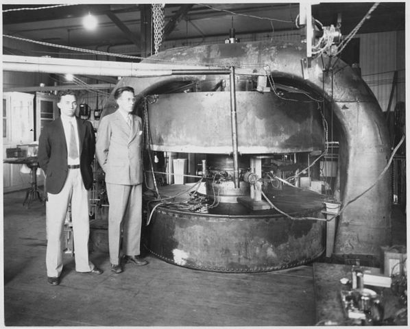 Ernest O. Lawrence builds the first cyclotron in Berkeley.