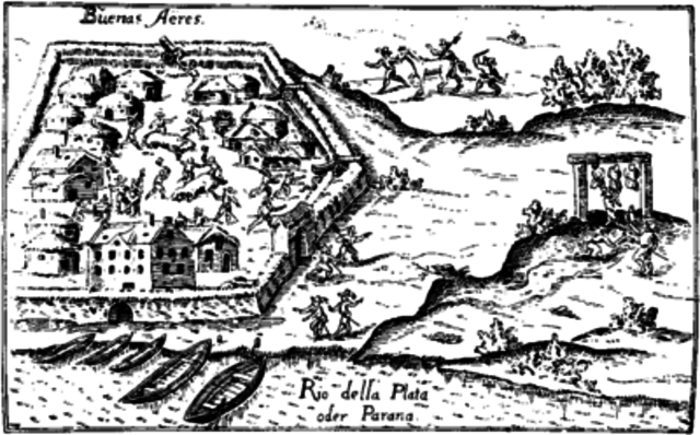 Fundación de la colonia de Buenos Aires por Pedro de Mendoza.