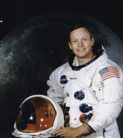 Neil Armstrong lands on the moon