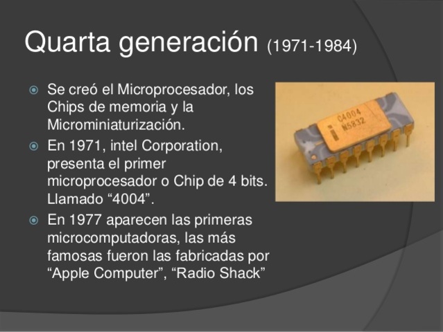 una 4ta Generacion Microprocesador , Chips de memoria, Microminiaturización