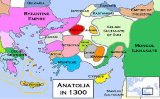 Ottoman Empire began- Osman started building a small state in Anatolia